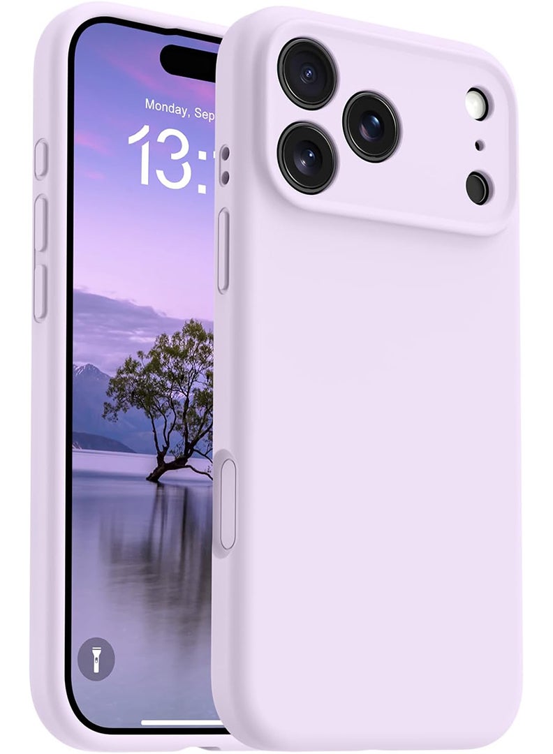 رفع القضية متوافق مع غطاء هاتف آيفون 17 برو من آبل، مصنوع من السيليكون السائل الناعم عالي الجودة [بطانة من الألياف الدقيقة المقاومة للخدش] غطاء هاتف رفيع مقاوم للصدمات، لون بنفسجي - Image 1